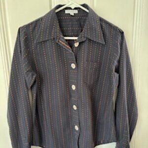 Flatiron Workshop Navy Blouse with colored threads